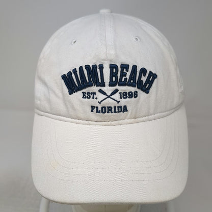 Surf Style Baseball Cap White Blue One Size Strapback Hat Miami Beach Florida