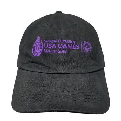 Special Olympics Men's Slideback Hat Black 2018 Seattle Volunteer Embroidered