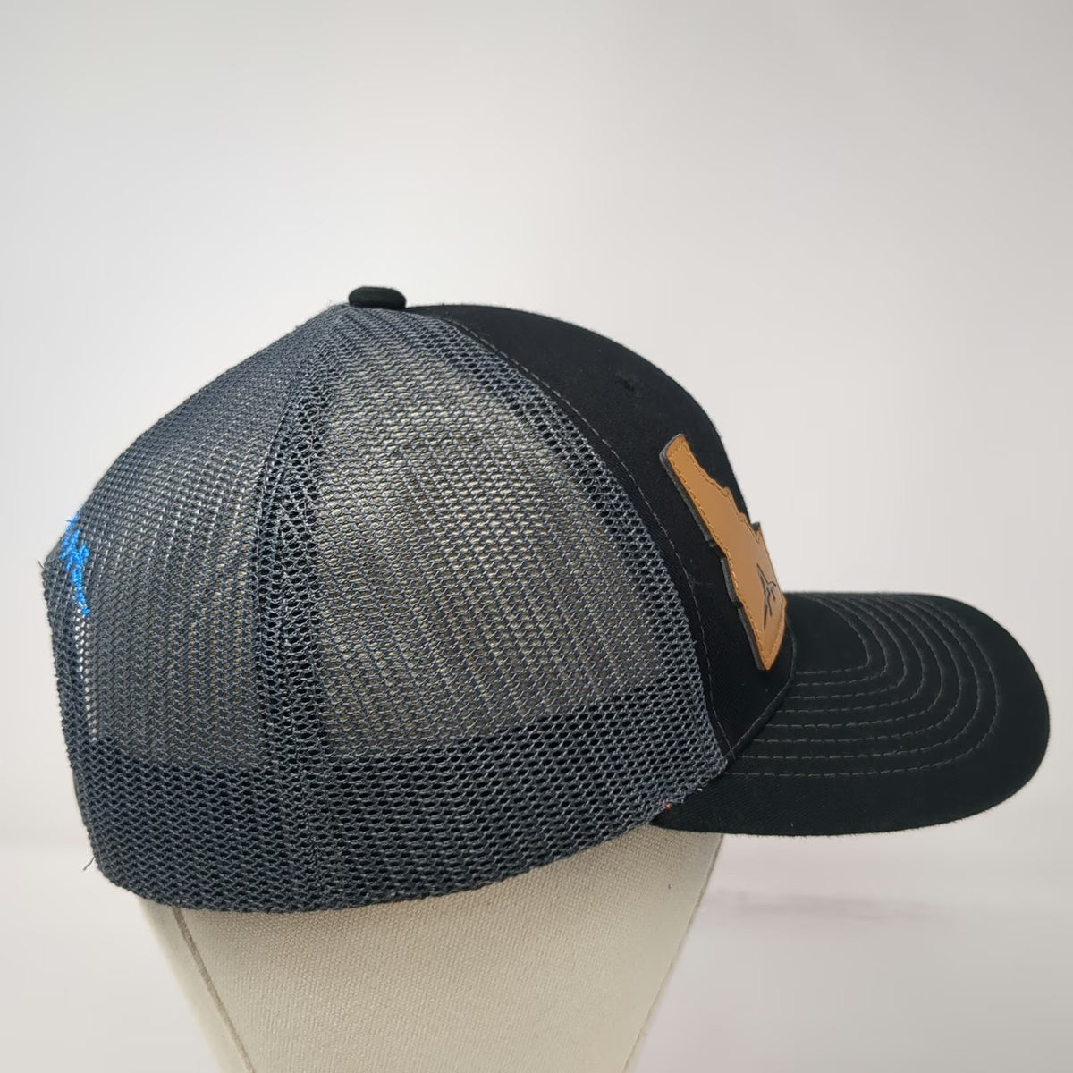 Atlas Idaho State Patch Trucker Hat Black One Size Mesh Back Snapback Gray