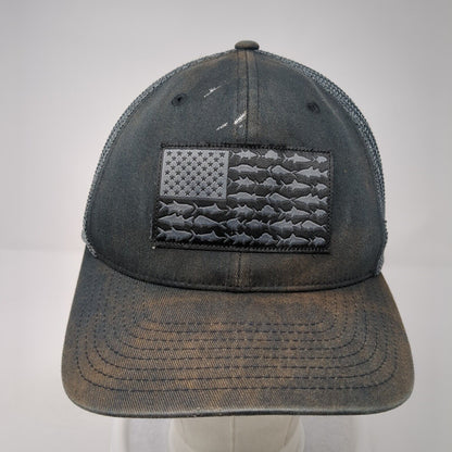 USA Fish Flag Fitted Trucker Hat Black One Size Mesh Back Columbia PFG