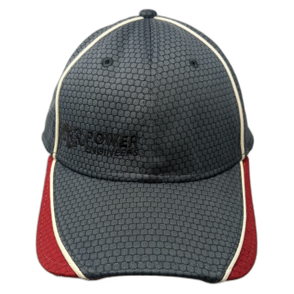 New Era Baseball Cap Gray Red White XL Power Engineers Honeycomb Fitted Hat
