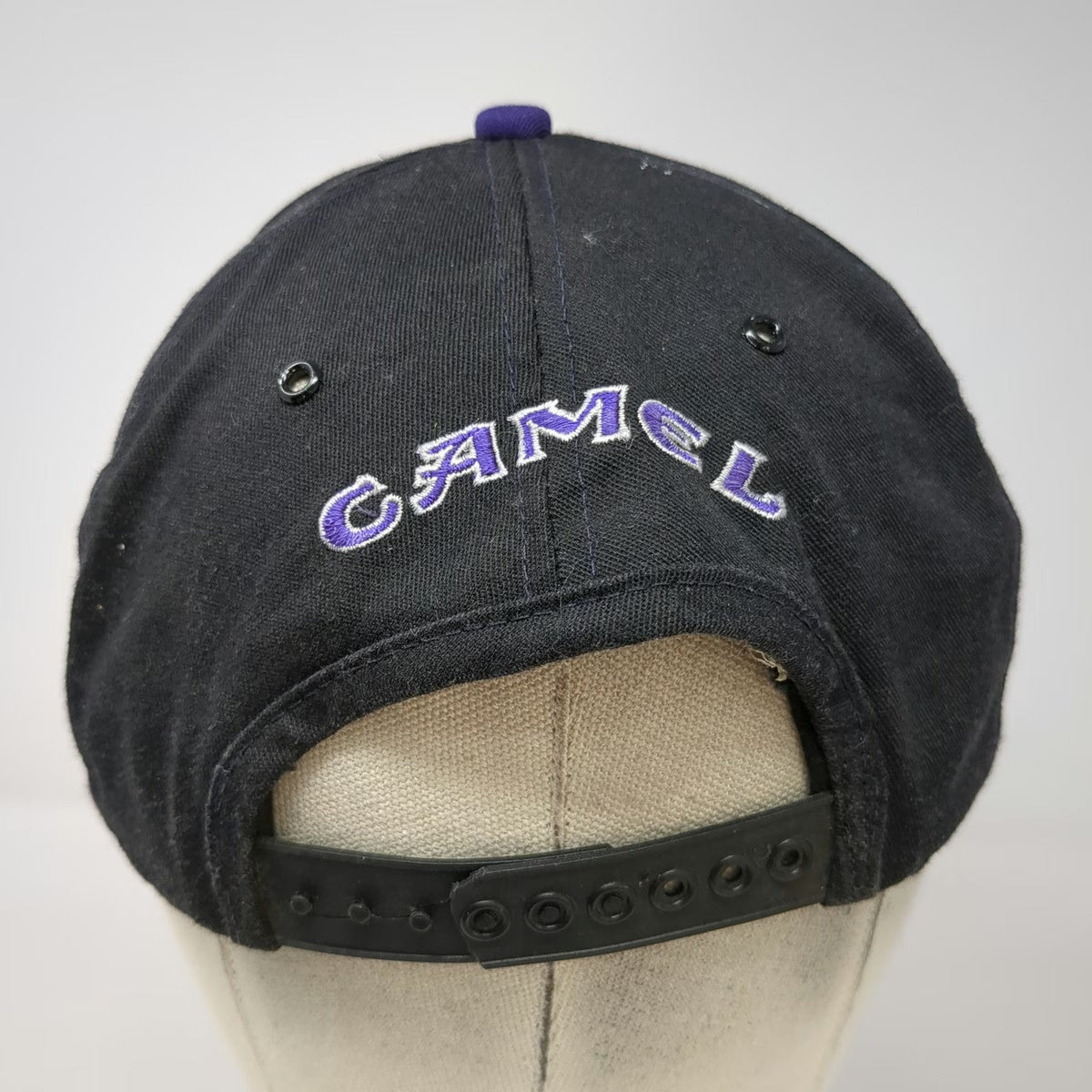 Camel 5 Panel Black Purple One Size Embroidered C Logo Snapback Baseball Hat
