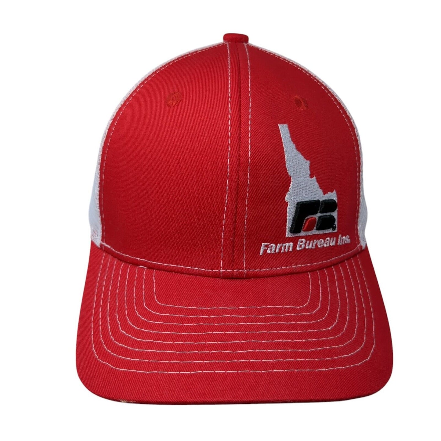 Idaho Farm Bureau Ins Snapback Trucker Hat Red One Size Mesh Back