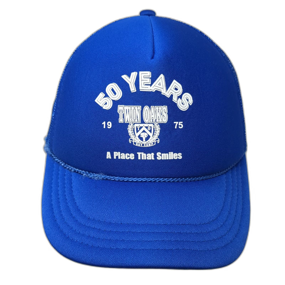 Otto Trucker Hat Blue One Size Twin Oaks Day Camp 50 Years Anniversary Graphic