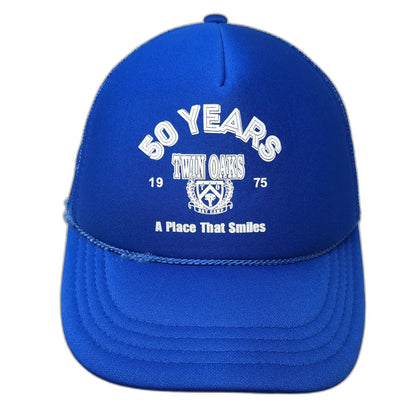 Otto Trucker Hat Blue One Size Twin Oaks Day Camp 50 Years Anniversary Graphic