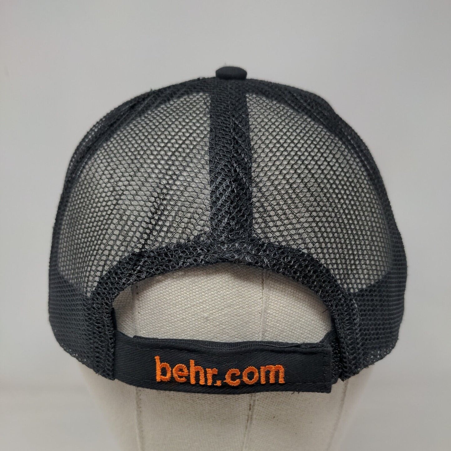Behr Strapback Mesh Back Trucker Hat Black OSFA Embroidered 6 Panel