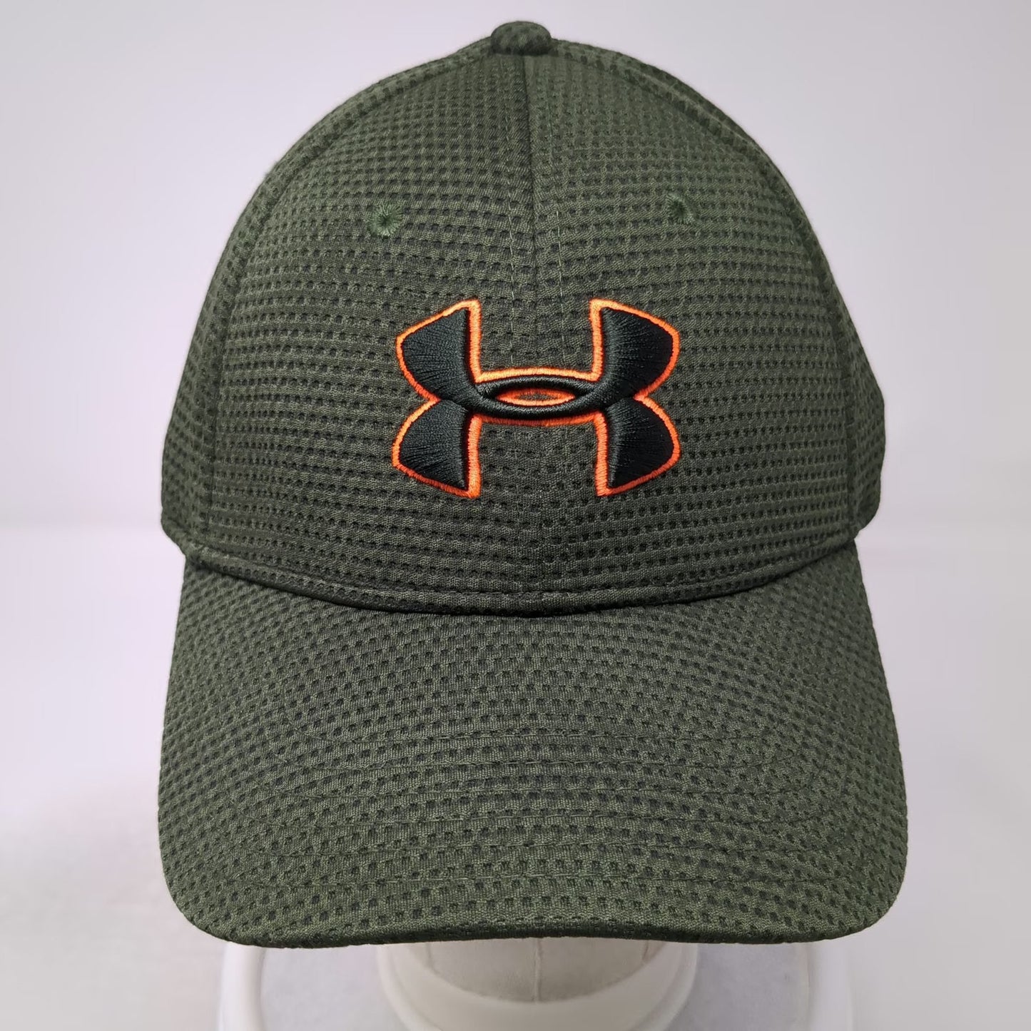Under Armour Baseball Cap Green XL Textured Polyester Fitted Stretch Hat Logo