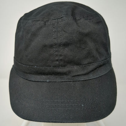 OP Army Cap Hat Black One Size Leopard Print Lining Side Grommets Cotton Flat