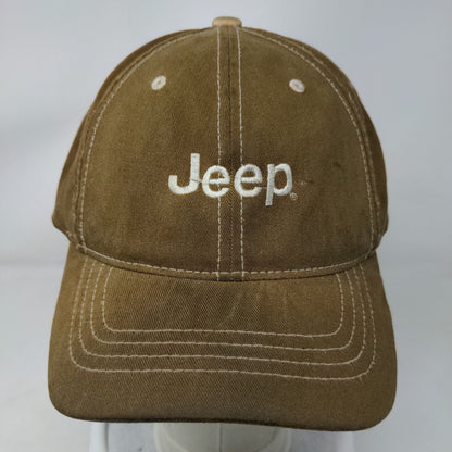 Jeep Fitted Hat Brown Size L/XL Embroidered Flex Fit Vented Holes Yupoong