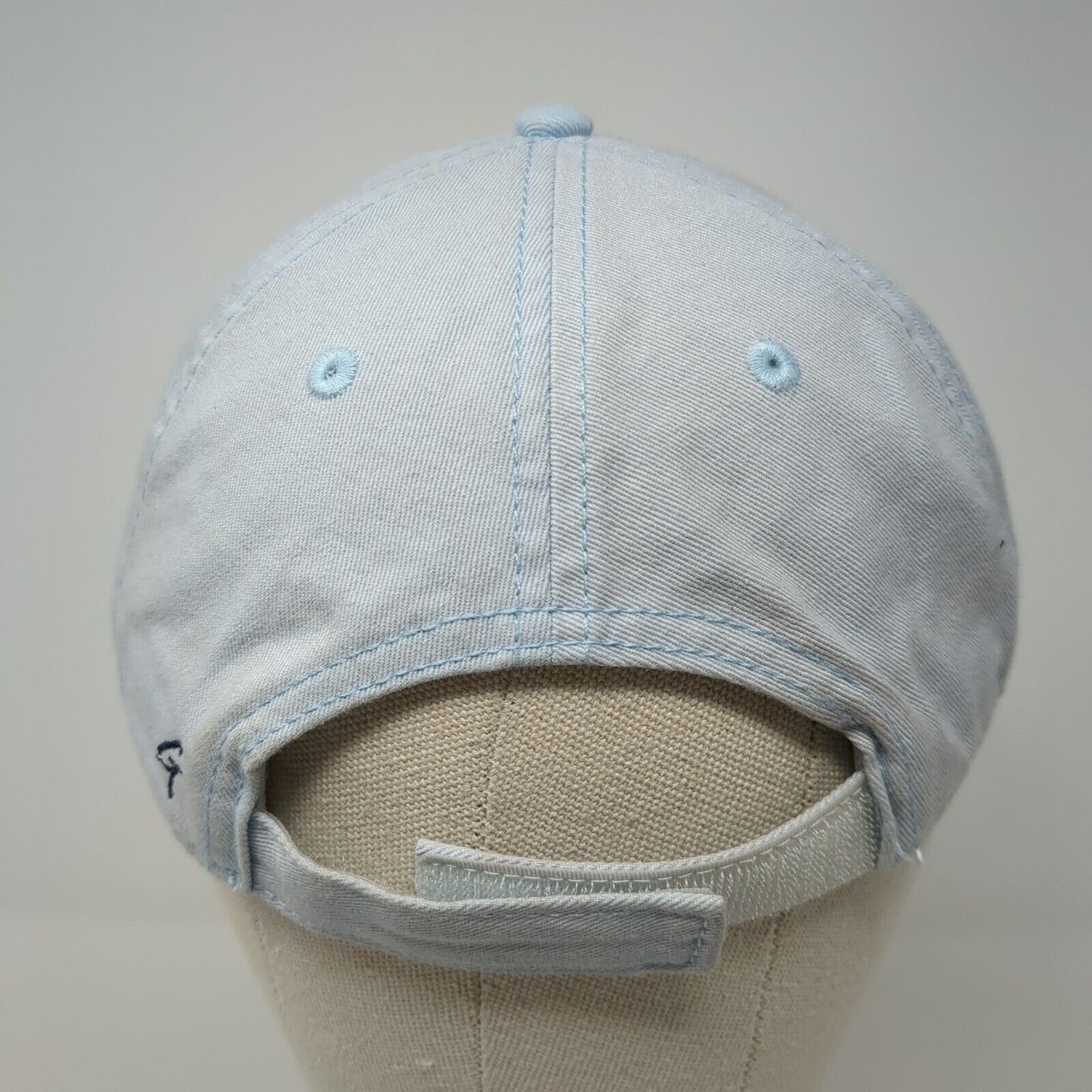Sea Side Strapback Hat Blue One Size Adjustable Embroidered Vented Holes 6 Panel
