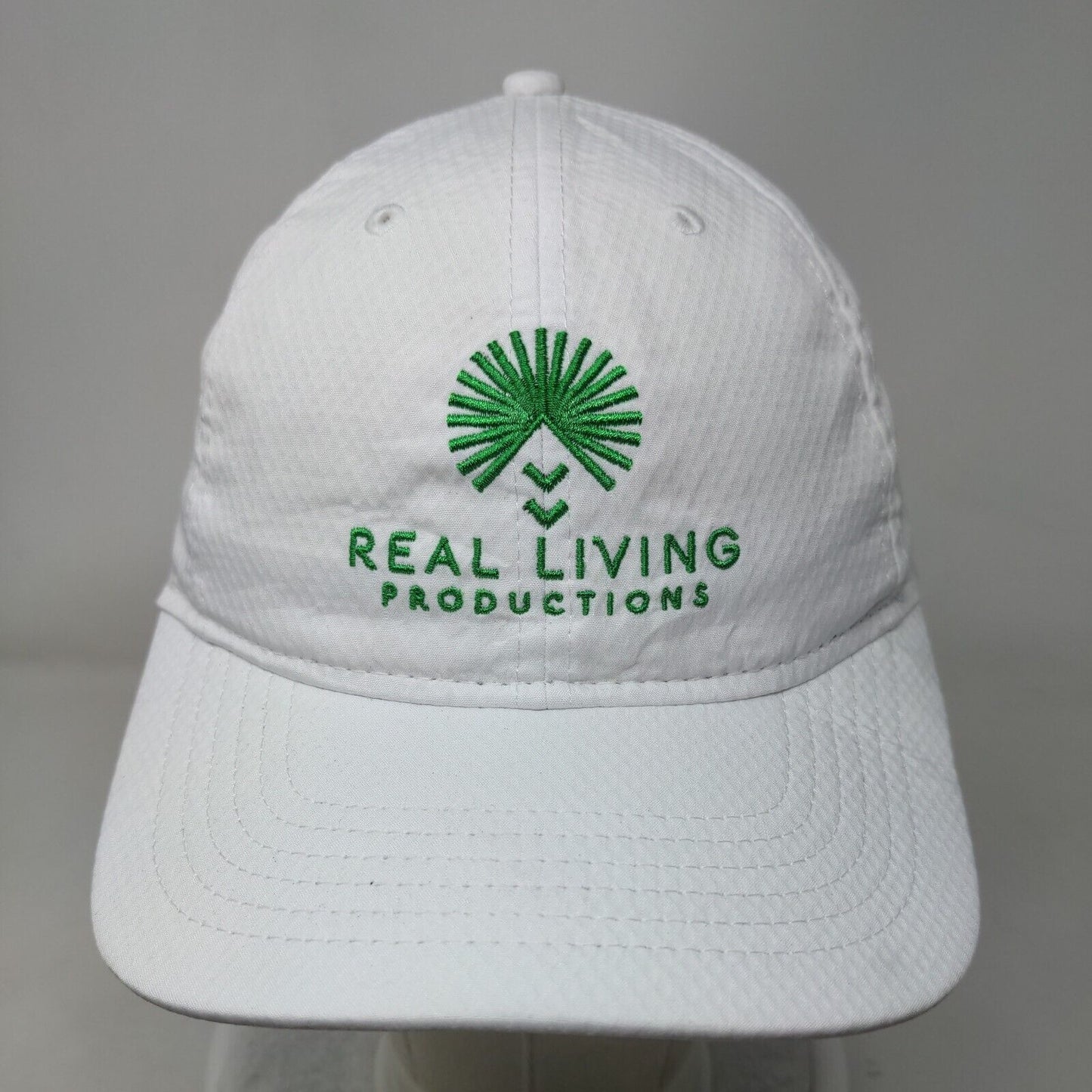 Real Living Productions Slideback Hat White One Size Adjustable Embroidered