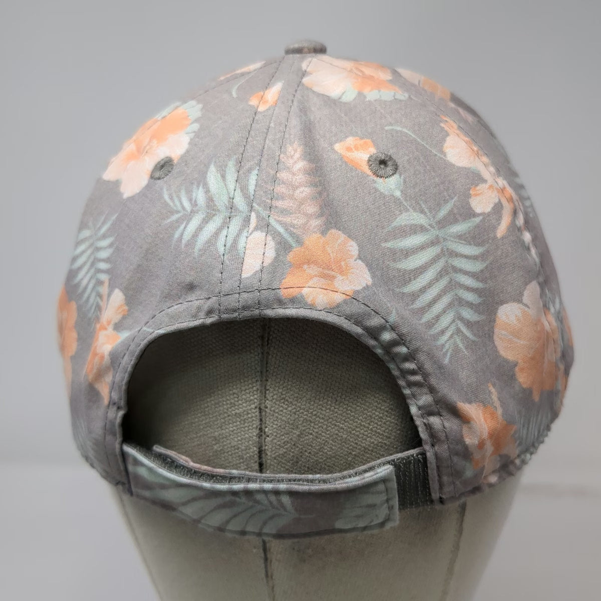 Sportsman Gray Floral Tropical Print Leather Patch Baseball Cap One Size Hat