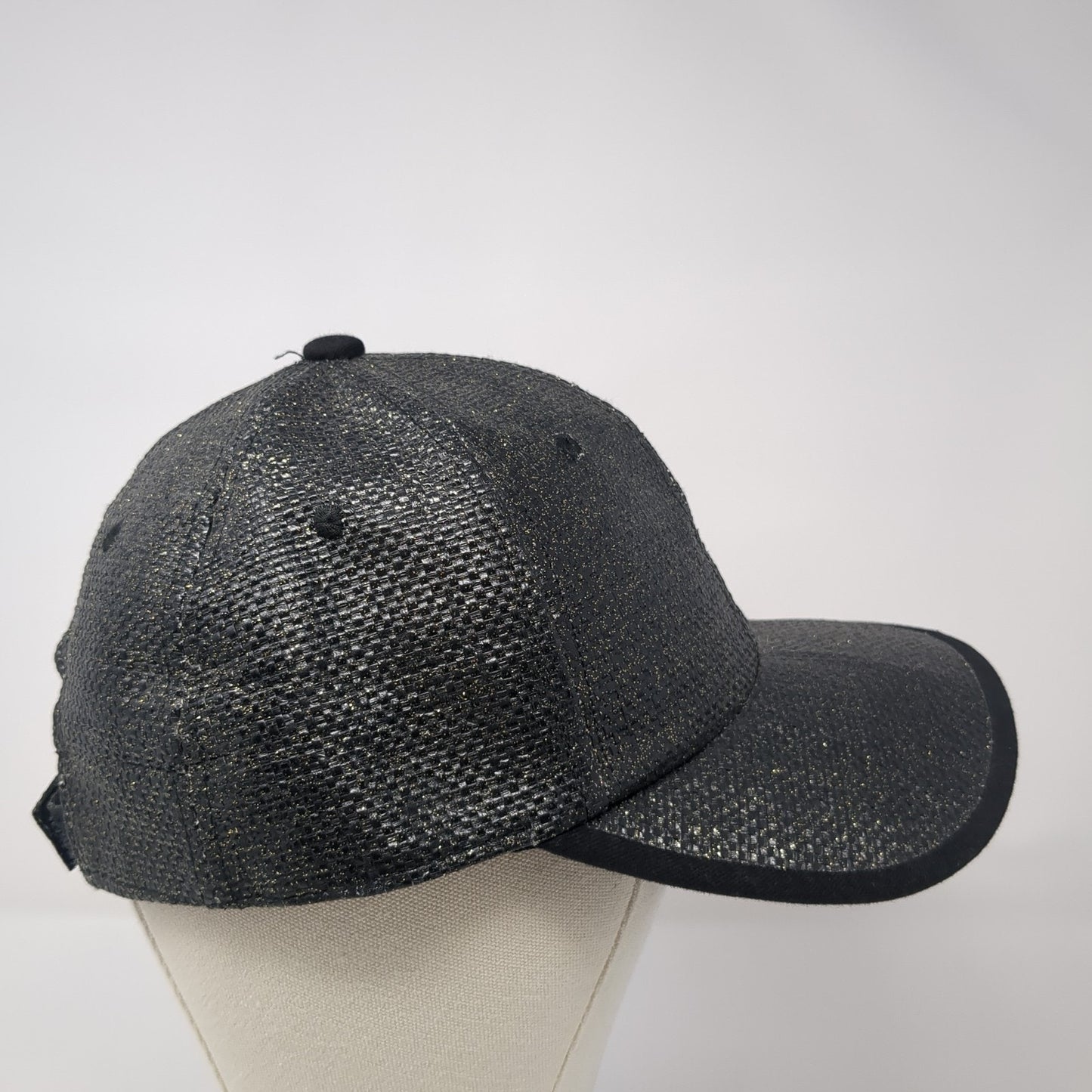 Unbranded Straw Hat Baseball Cap Gray One Size Adjustable Glitter 6 Panel Blank