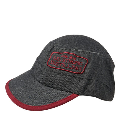 S.D. Strong Distilling Slideback Cadet Army Hat Black One Size Herringbone
