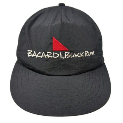 Bacardi Black Rum 5 Panel Hat One Size Nylon Snapback Red White Embroidered Logo