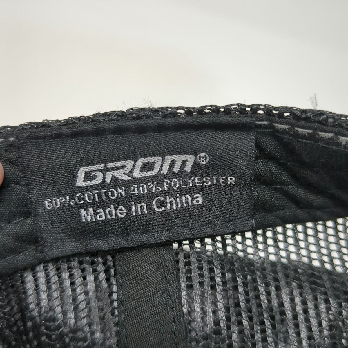 Grom Trucker Hat Gray One Size Mesh Back Snapback Logo Embroidered Baseball Cap
