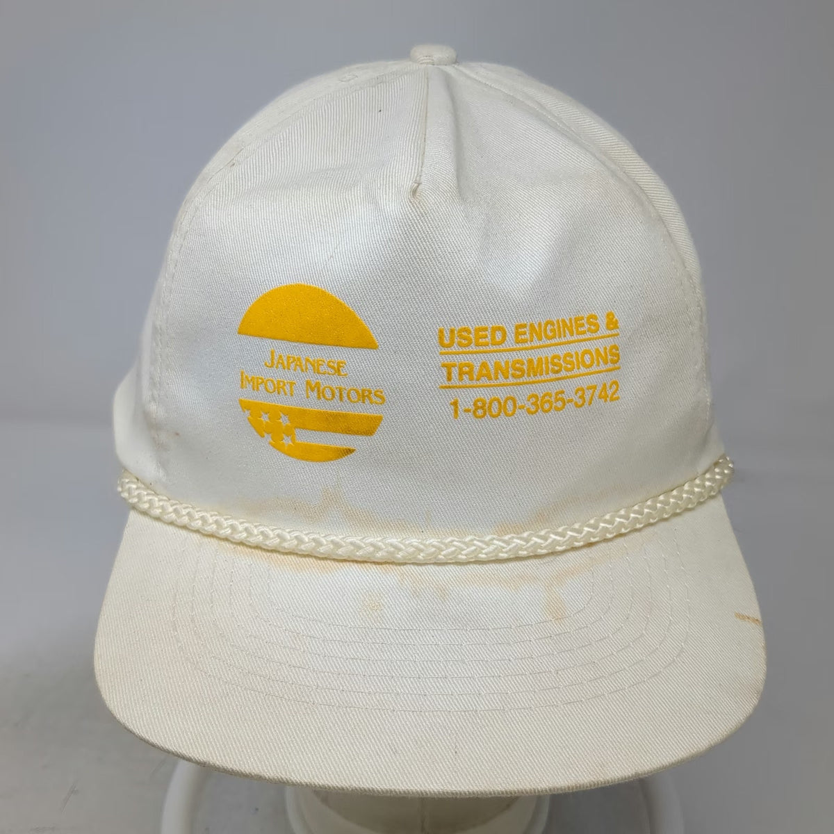 Beige Trucker Hat One Size Yellow Japanese Import Motors Rope Snapback Engines