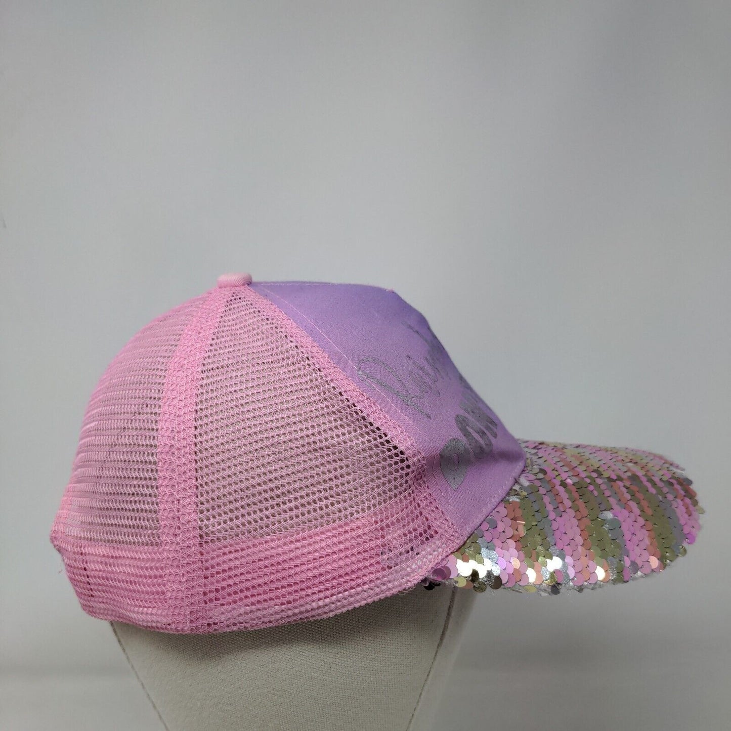 Rainbow Hair Don't Care Snapback Mesh Back Trucker Hat Multi One Size Sequin