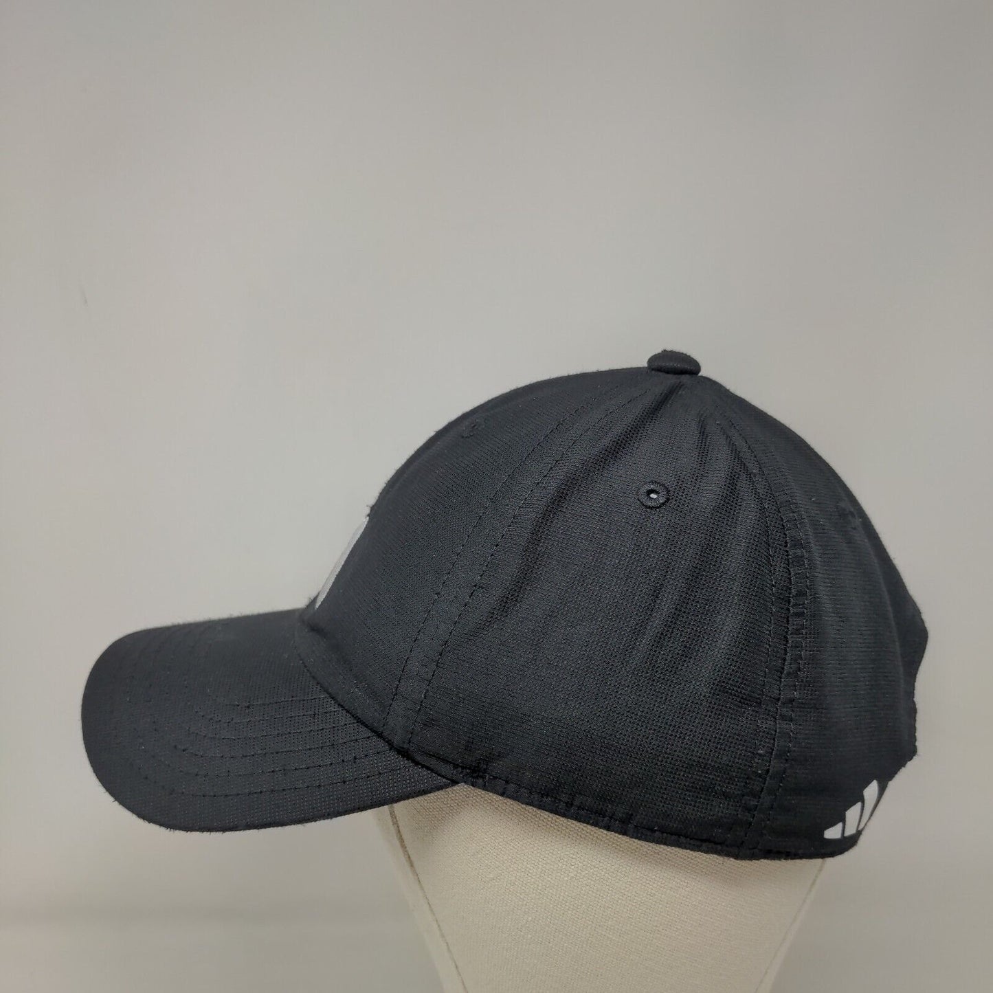 Adidas 3 Stripes Logo Strapback Hat Black One Size Aeroready 6 Panel