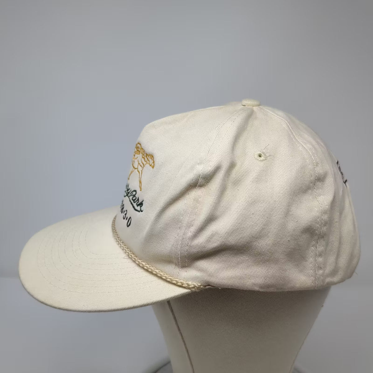 Mohr's Canterbury Park WCCO 830 Horse Racing 5 Panel Beige Hat One Size Rope