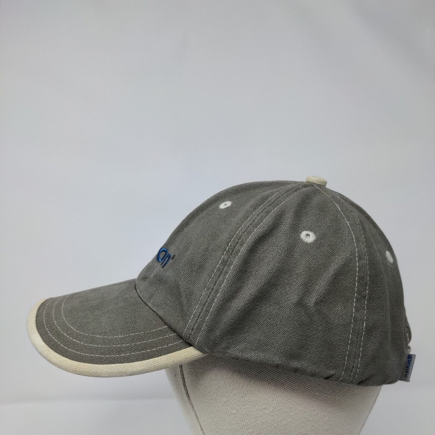 Micron Strapback Hat Grayish Brown One Size Adjustable Embroidered Adams Cotton