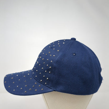 Unbranded Strapback Hat Blue One Size Adjustable Bling Studded 6 Panel Blank