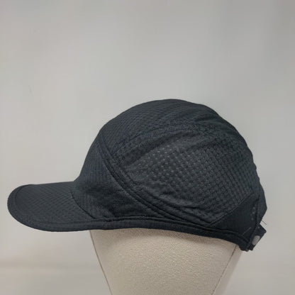 Running Logo Strapback Hat Black One Size Adjustable Breathable Outdoor