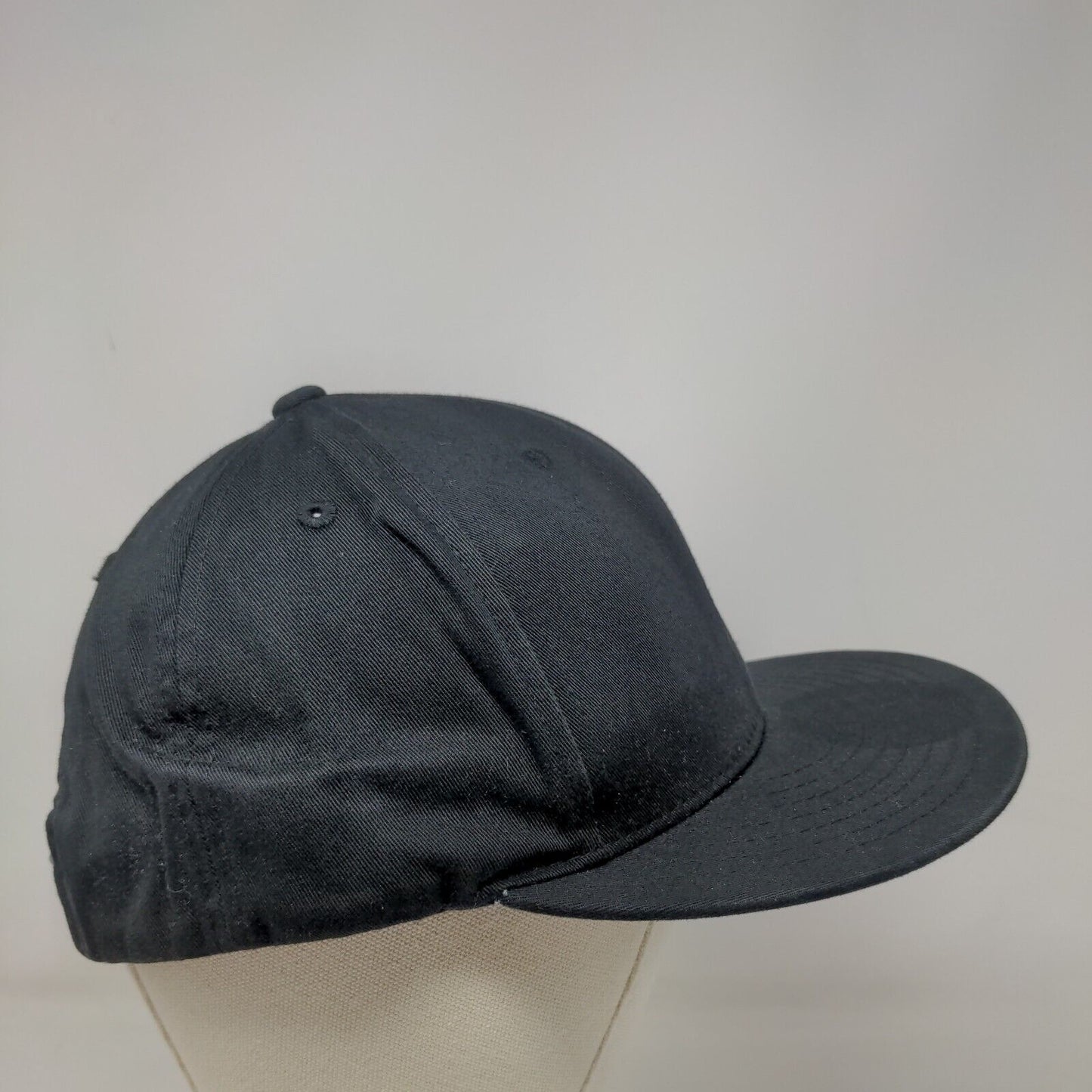 KB Ethos Snapback Hat Black One Size Adjustable Vented Holes 6 Panel Blank