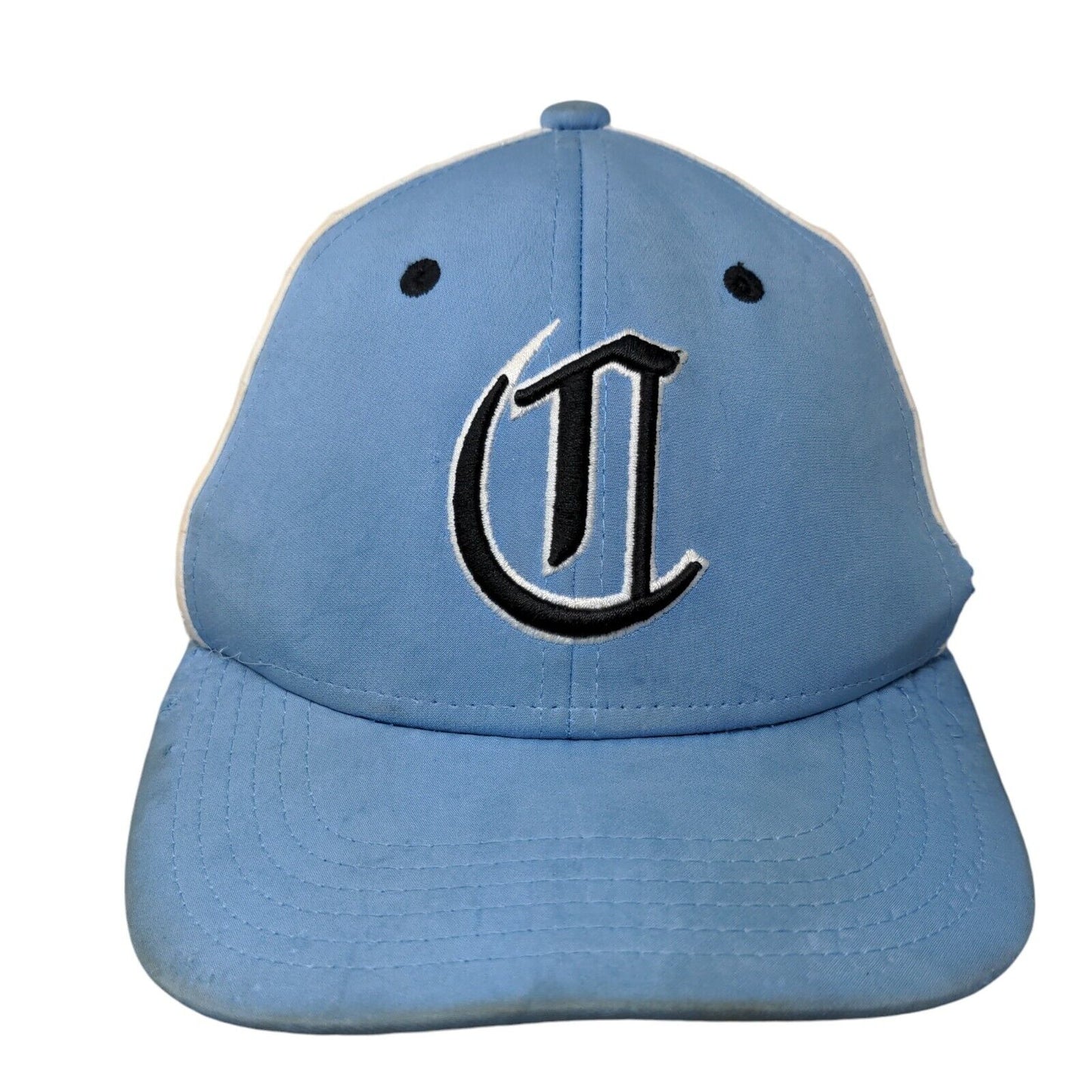 The Game Pro Fitted Hat Blue XS Embroidered Logo Colorblock 6 Panel