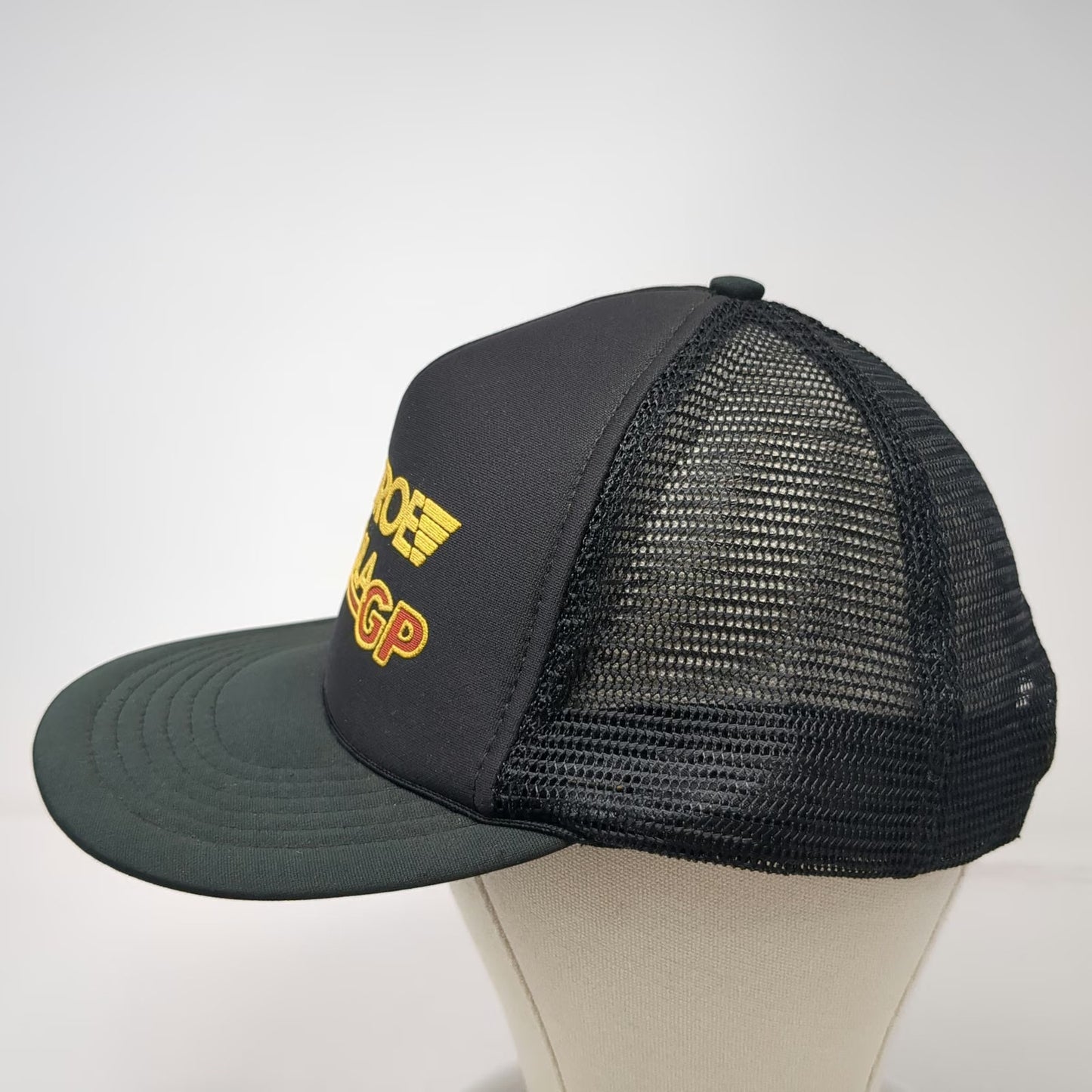 Monroe Formula GP Racing Black Trucker Hat Snapback Mesh Back Graphic Vintage