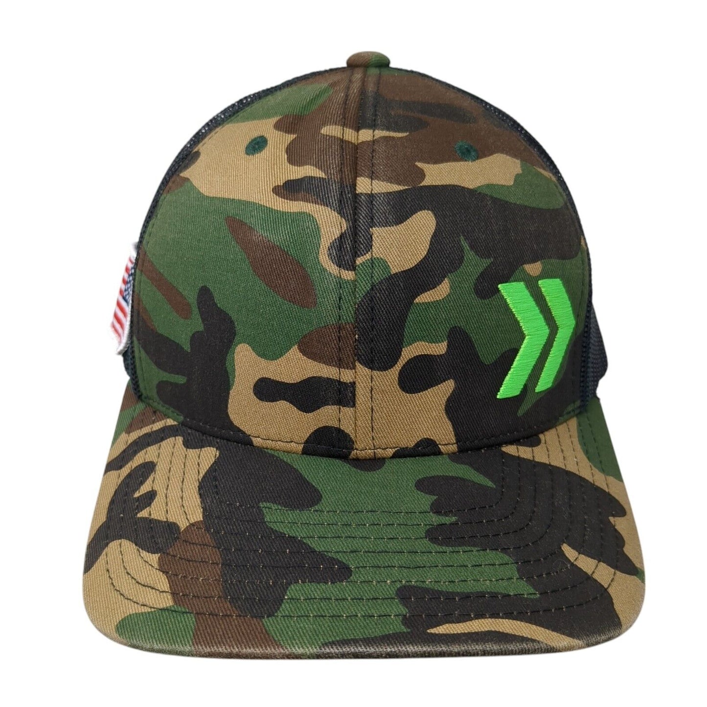 Richardson Snapback Trucker Hat Camo One Size Mesh Back USA Flag Patch