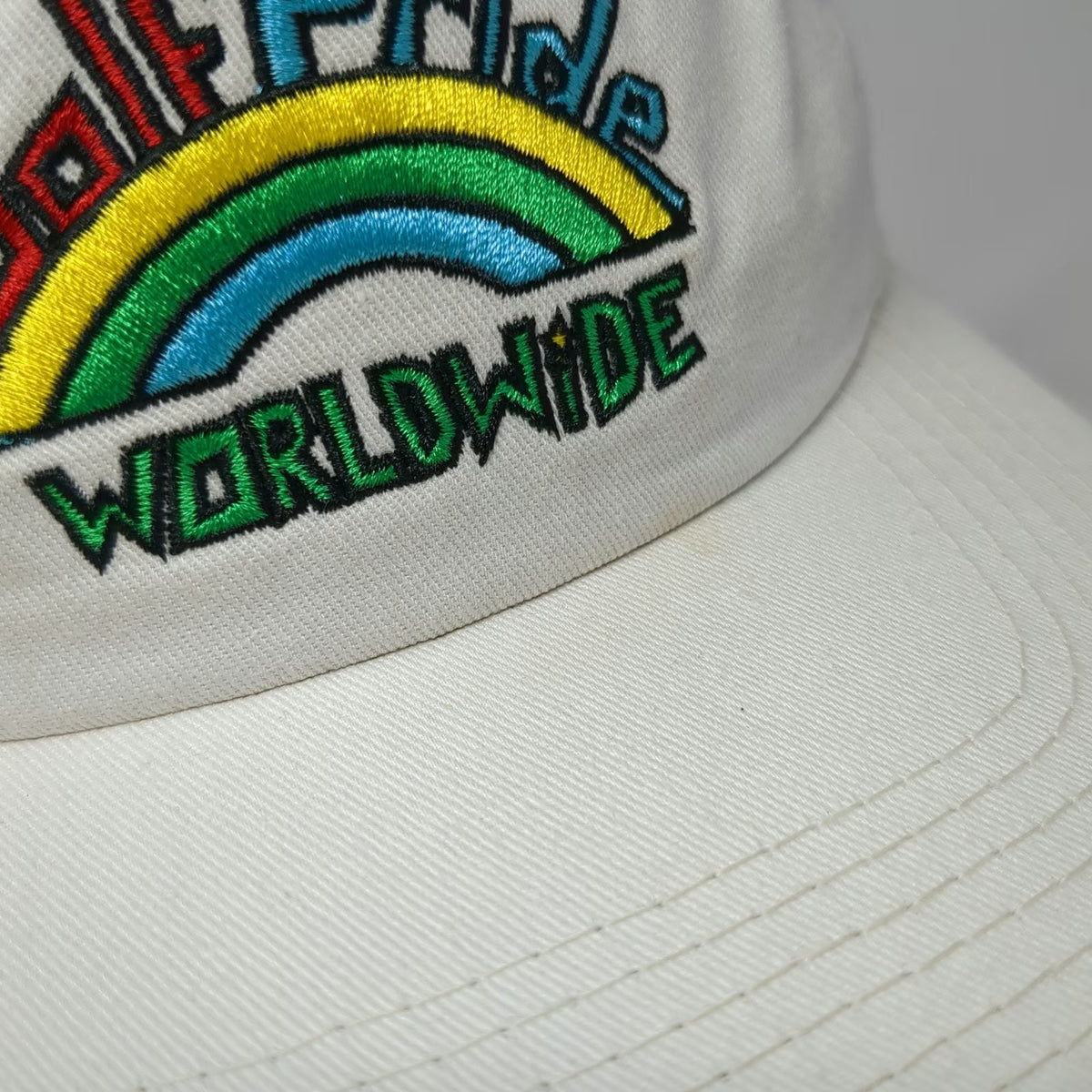 Golf Pride 5 Panel White Hat One Size Snapback Rainbow Worldwide 100% Cotton