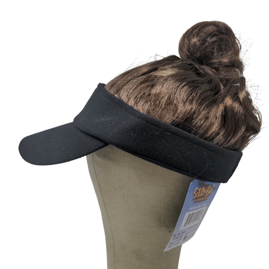 Billy Bob Man Bun Sun Visor Hat Cap Black Strapback Novelty W/Tags Cotton