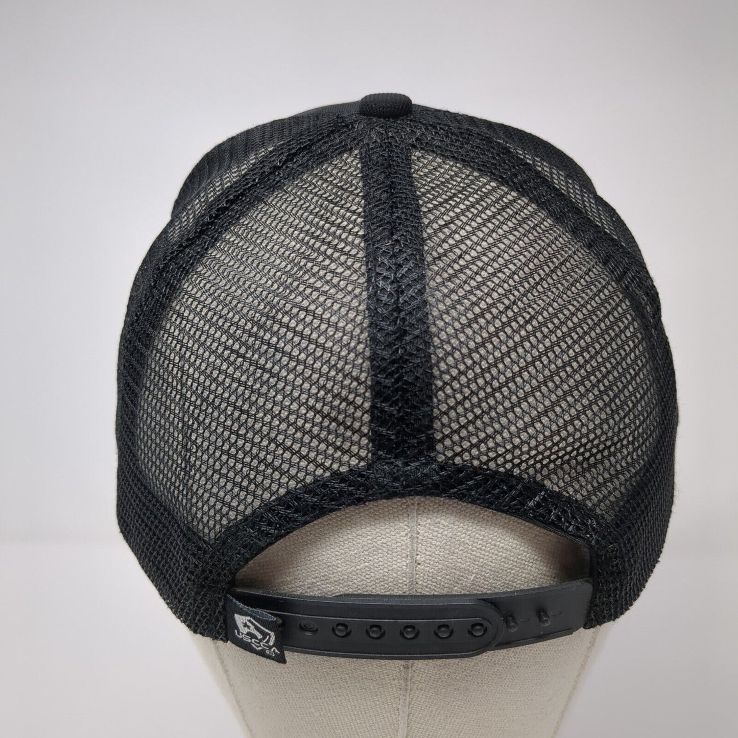 USCCA Snapback Trucker Hat Black One Size Adjustable Embroidered Mesh Back