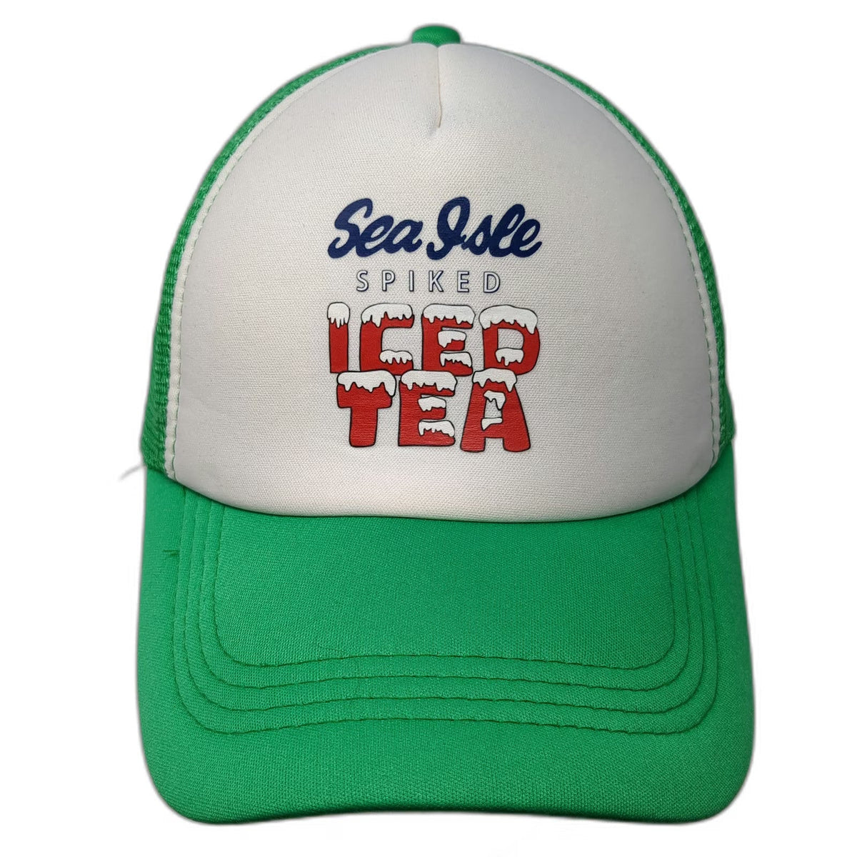 Sea Isle Spiked Iced Tea Trucker Hat Green One Size Mesh Snapback Foam Front Cap