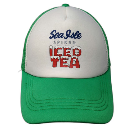 Sea Isle Spiked Iced Tea Trucker Hat Green One Size Mesh Snapback Foam Front Cap