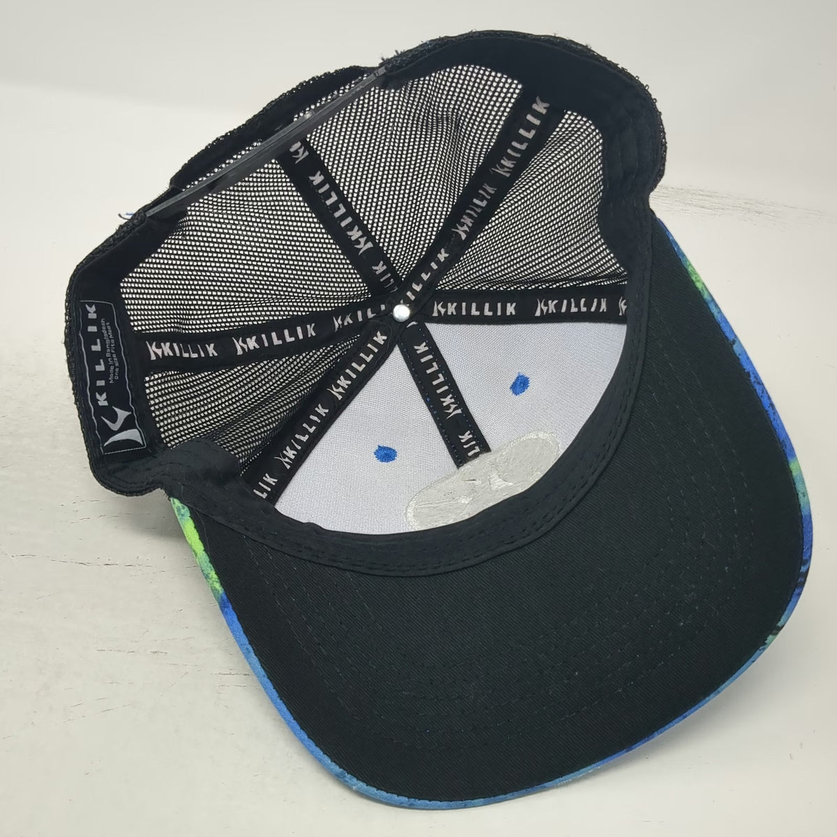 Killik Trucker Hat Blue Black Green White One Size Mesh Snapback Camo Gear