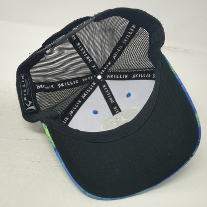 Killik Trucker Hat Blue Black Green White One Size Mesh Snapback Camo Gear