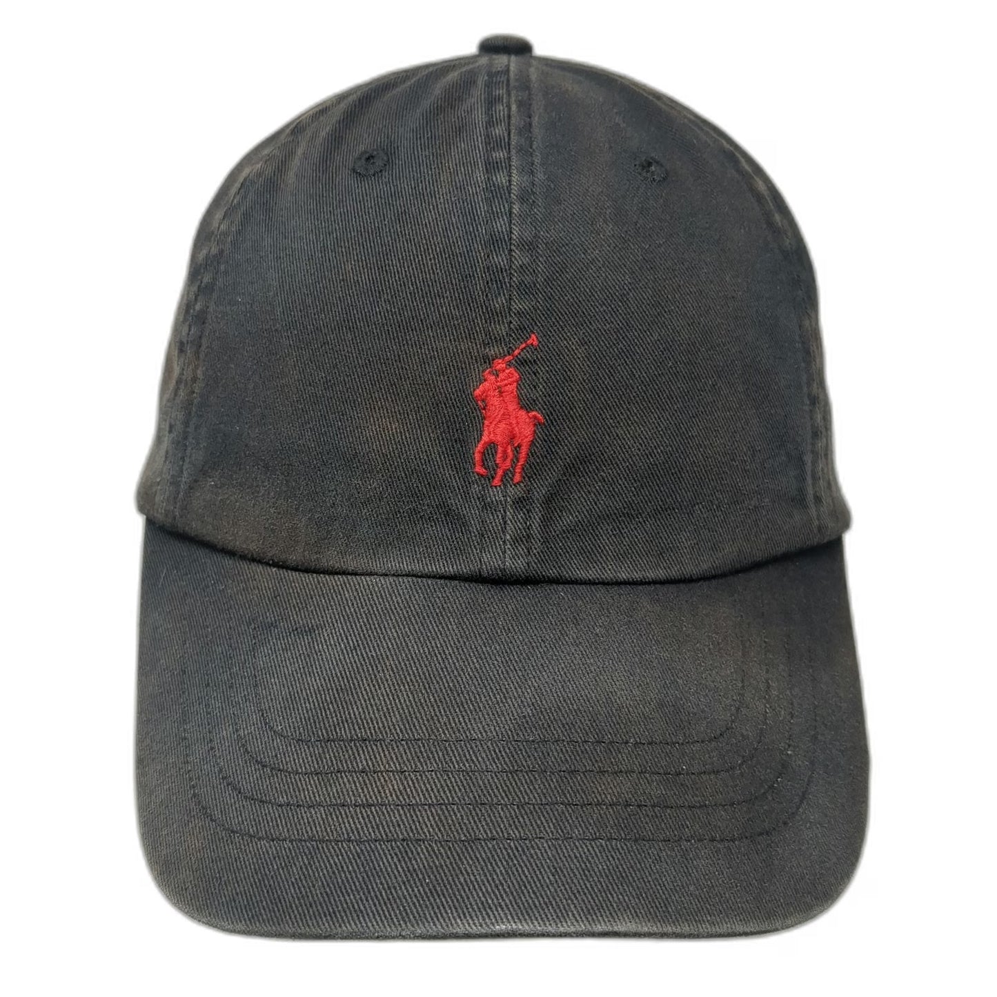 Polo Ralph Lauren Baseball Cap Black One Size Red Pony Logo Adjustable Strap Hat