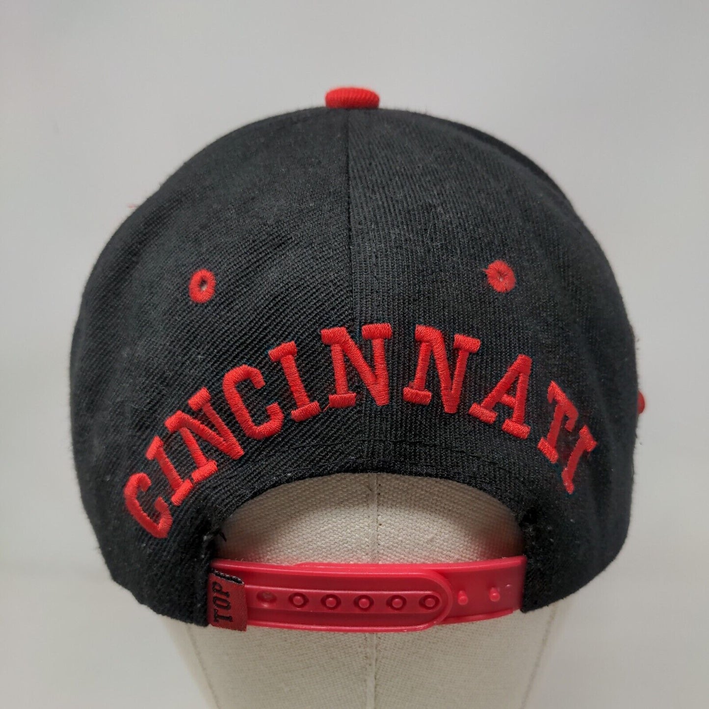 Cincinnati Reds Snapback Hat Black Red MLB Embroidered Big Logo Spell Out MLB