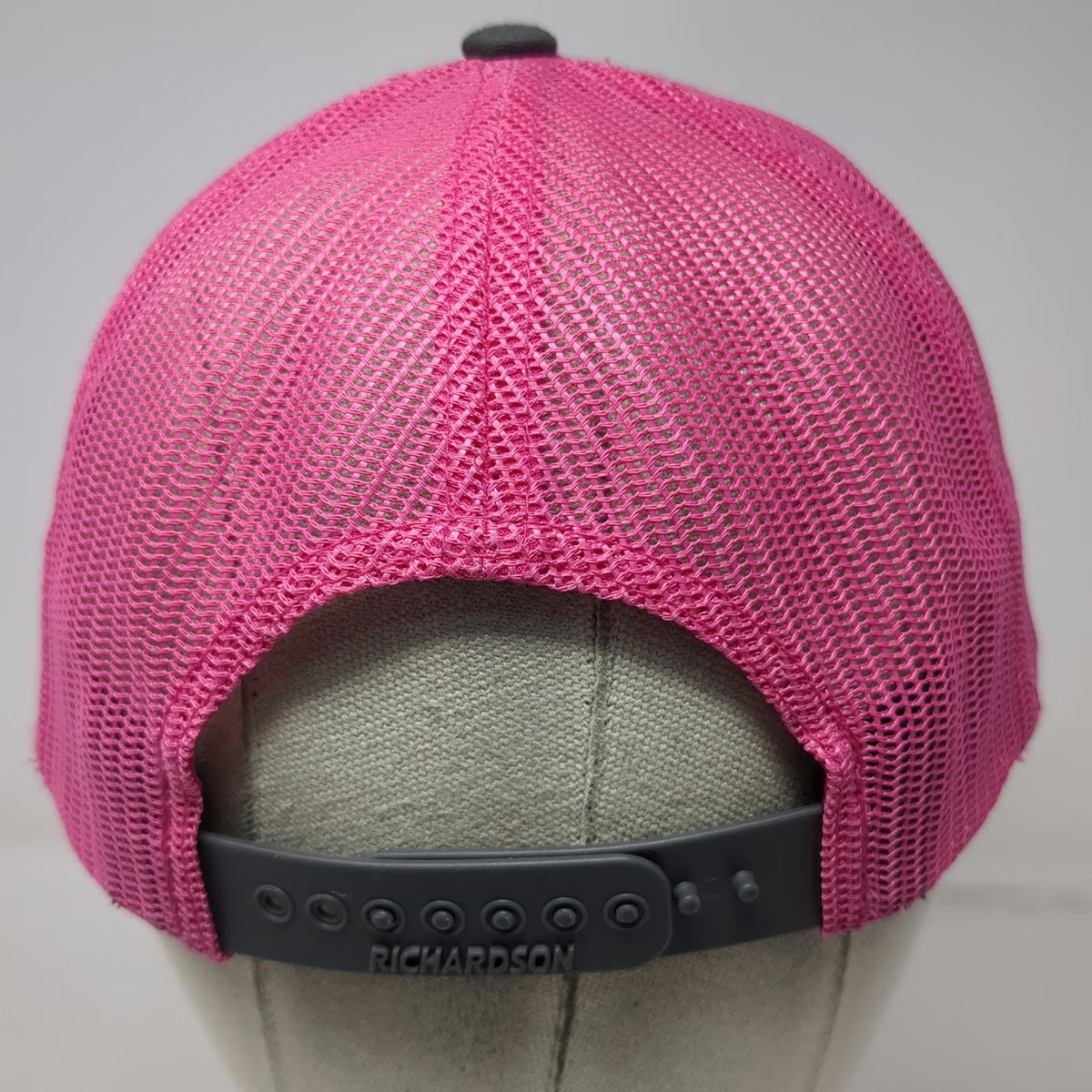 Richardson Trucker Hat Gray Pink One Size Modern Machinery Logo Mesh Snapback
