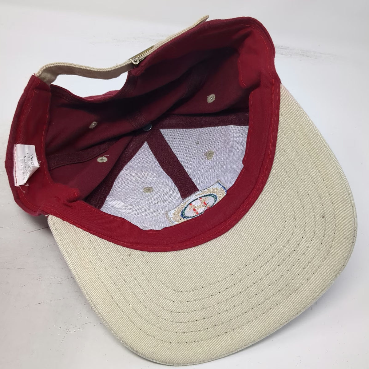 Craftsman Baseball Cap Red Beige One Size Cotton Embroidered Logo Slideback Hat