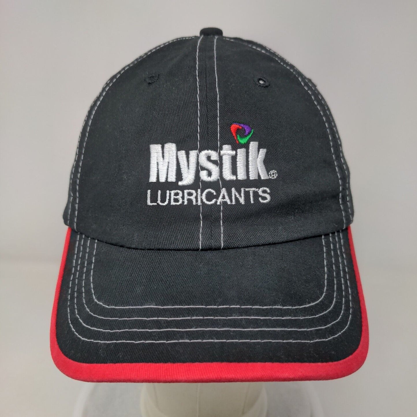 Mystik Lubricants Strapback Hat Black One Size Embroidered Adjustable