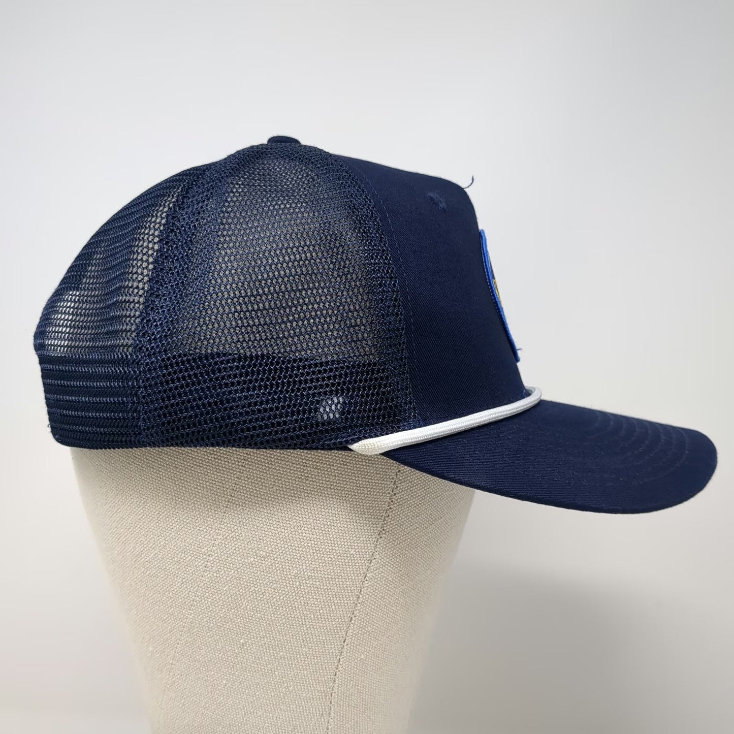 Blue Trucker Hat One Size Mesh Snapback Rope Keno Lottery Massachusetts Patch