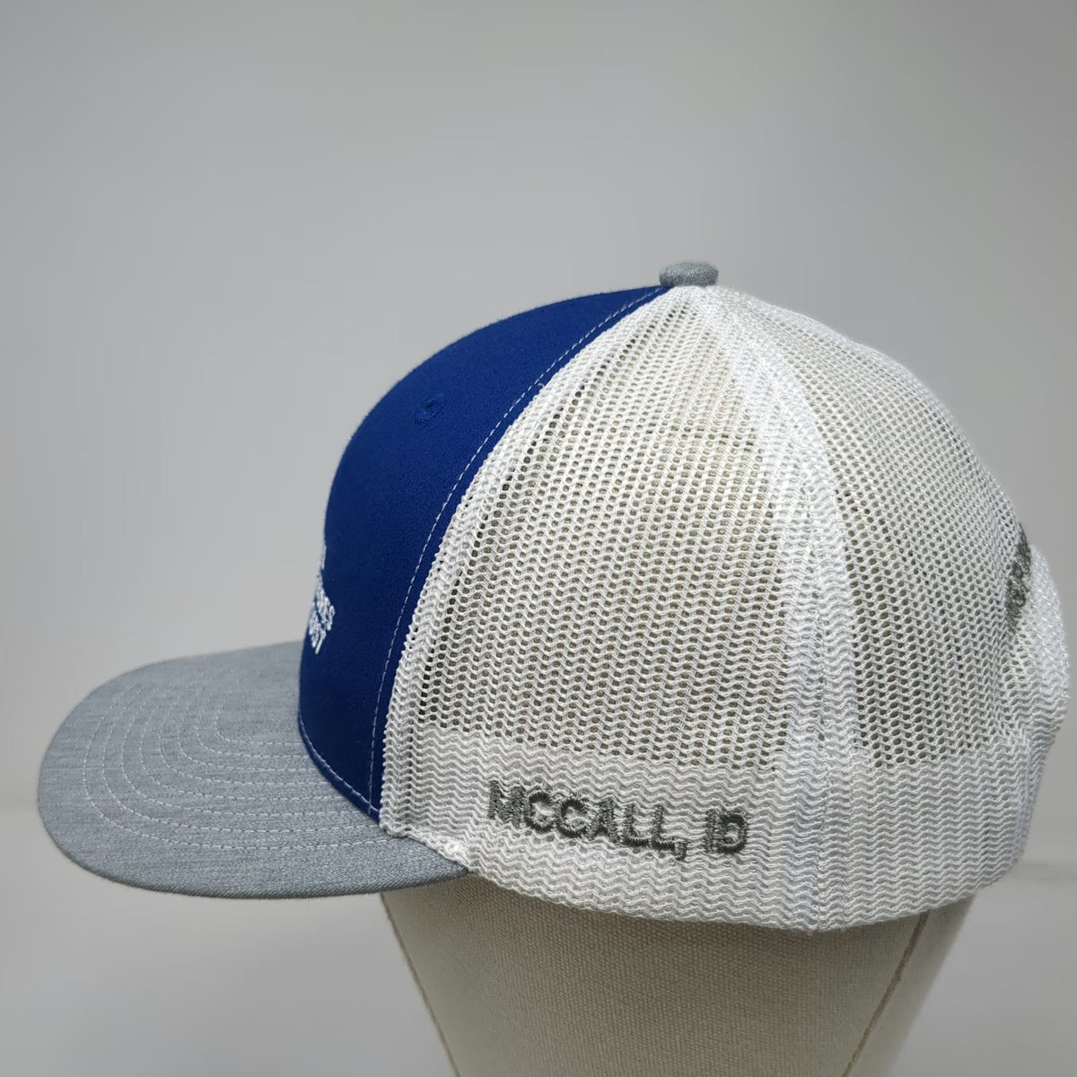 Richardson Trucker Hat Blue Gray One Size McCall ID 2022 BVA Ball Ventures Logo