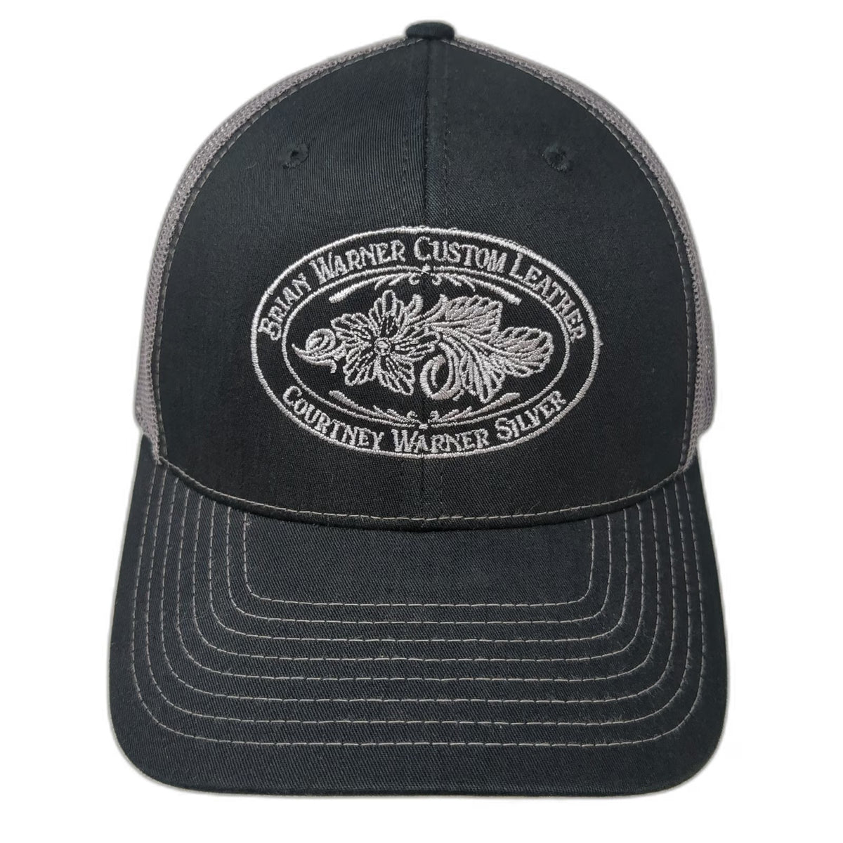 Richardson Trucker Hat Black Gray One Size Brian Warner Custom Leather Silver