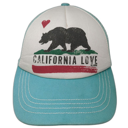 Billabong Trucker Hat Blue One Size California Love Bear Heart Mesh Snapback