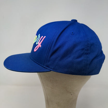 Yupoong Men's Snapback Hat Blue Embroidered Victory Logo Colorful Cotton