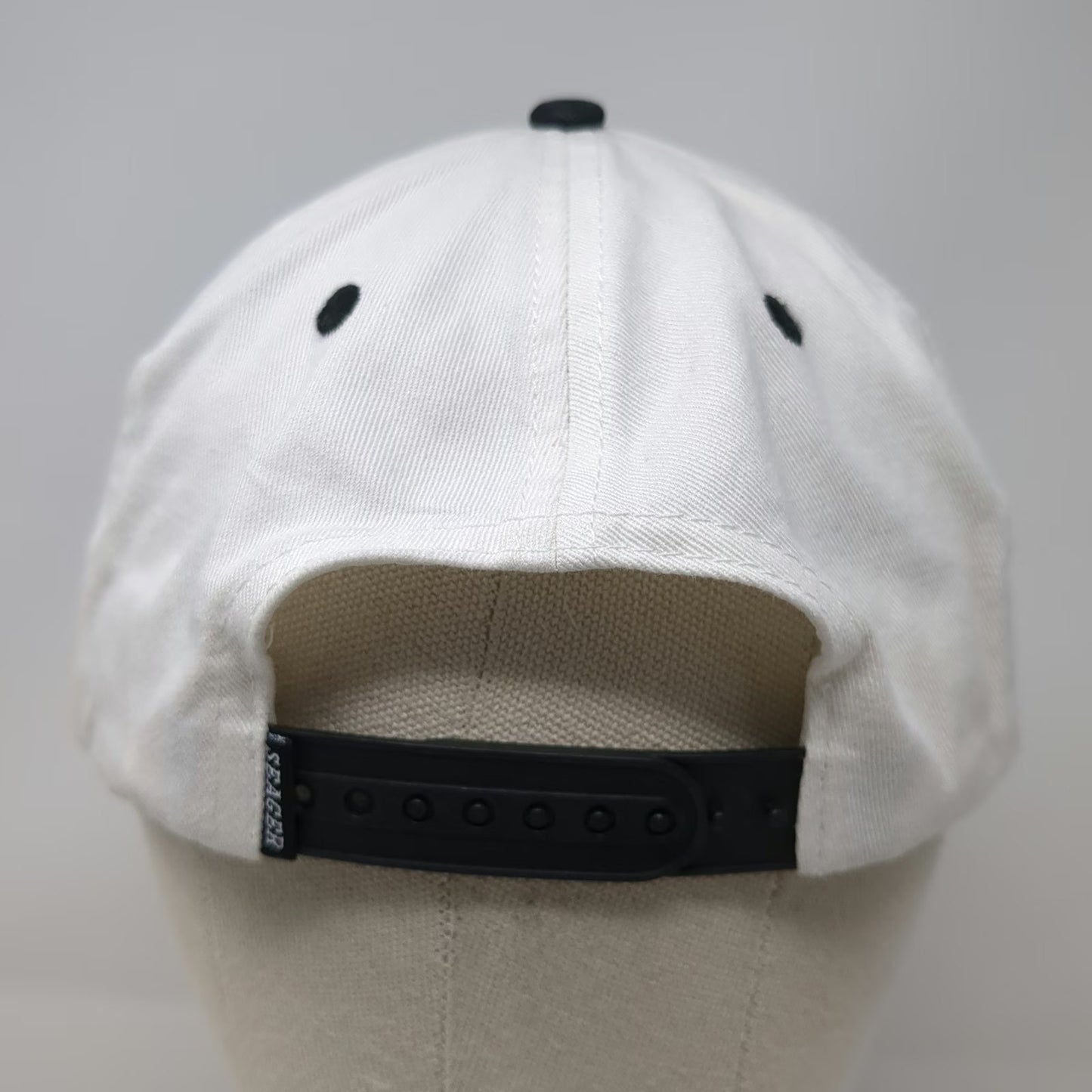 Seager 5 Panel White Black OSFM Rope Hat Snapback Western Cowboy Cotton Steer