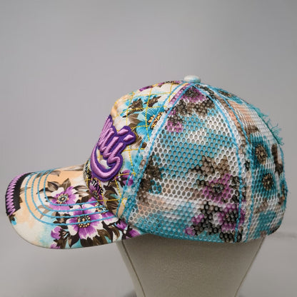 Robin Ruth Trucker Hat Blue One Size Hawaii Aloha State Floral Quilted Mesh